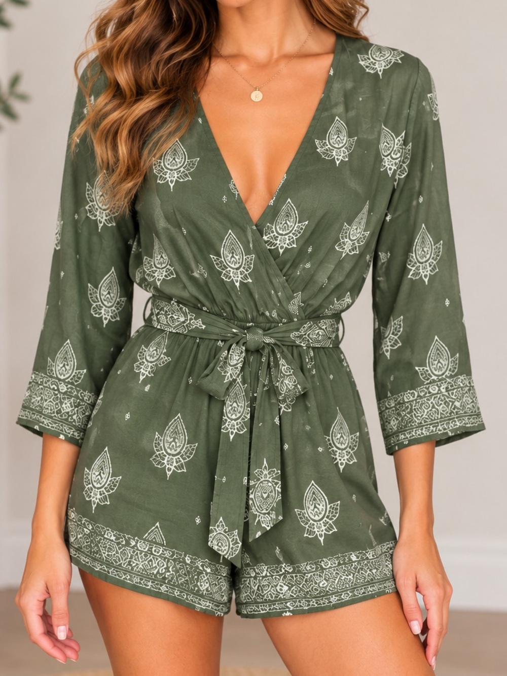 Faithfull Shorts Romper Green